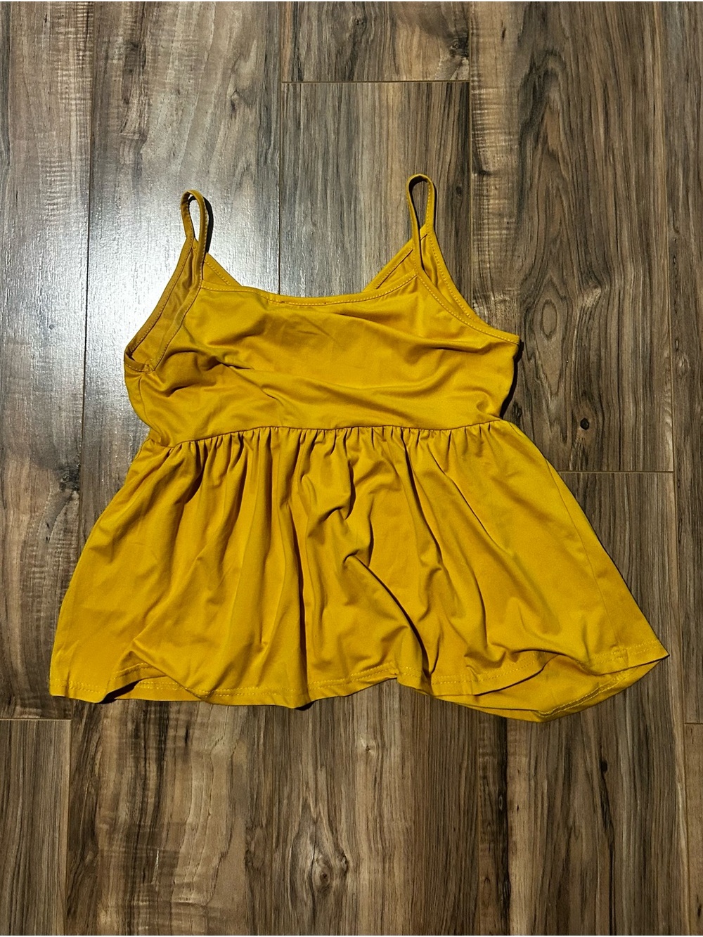 Women's Mustard Yellow Peplum Camisole with Spaghetti Straps